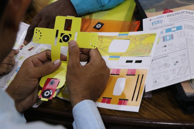 Foldscope in making.